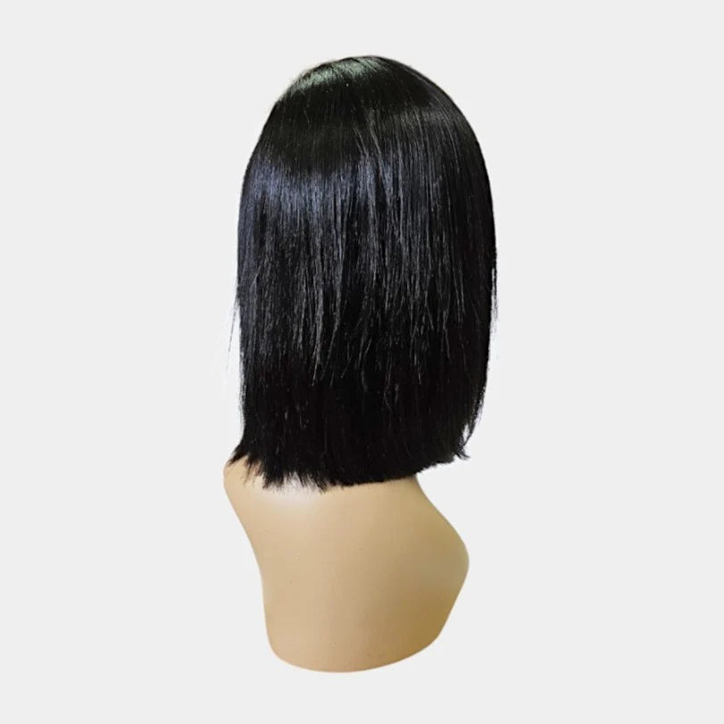 10-inch Straight Black Full Frontal Lace Wig – 100% Human Hair |