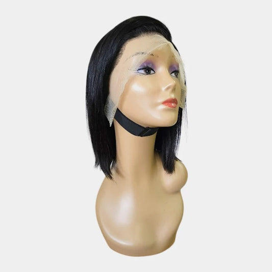 10-inch Straight Black Full Frontal Lace Wig – 100% Human Hair |