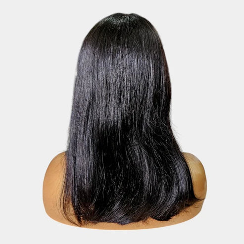 14” Straight Bob Natural Black Lace Wig – 100% Human Hair |