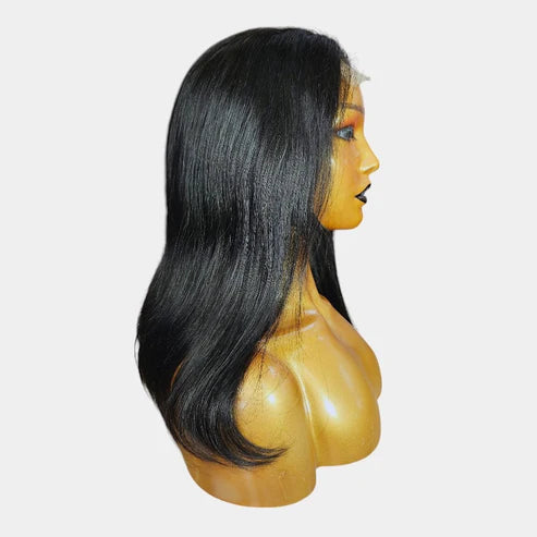 14” Straight Bob Natural Black Lace Wig – 100% Human Hair |