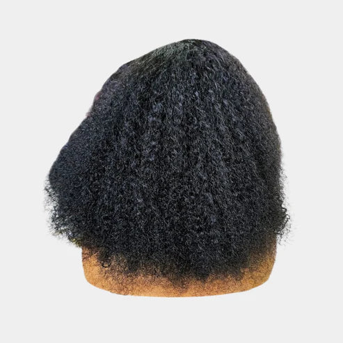 16-inch Jerry Curl Natural Black Full Frontal Lace Wig – 100% Human Hair