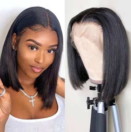 Full Lace Frontal Brazilian Bob Wig – Colour 1B Natural – 8 Inches